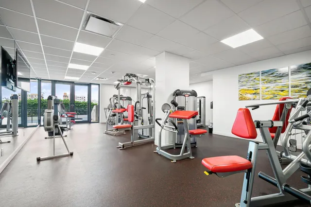 a view of a room with gym equipment