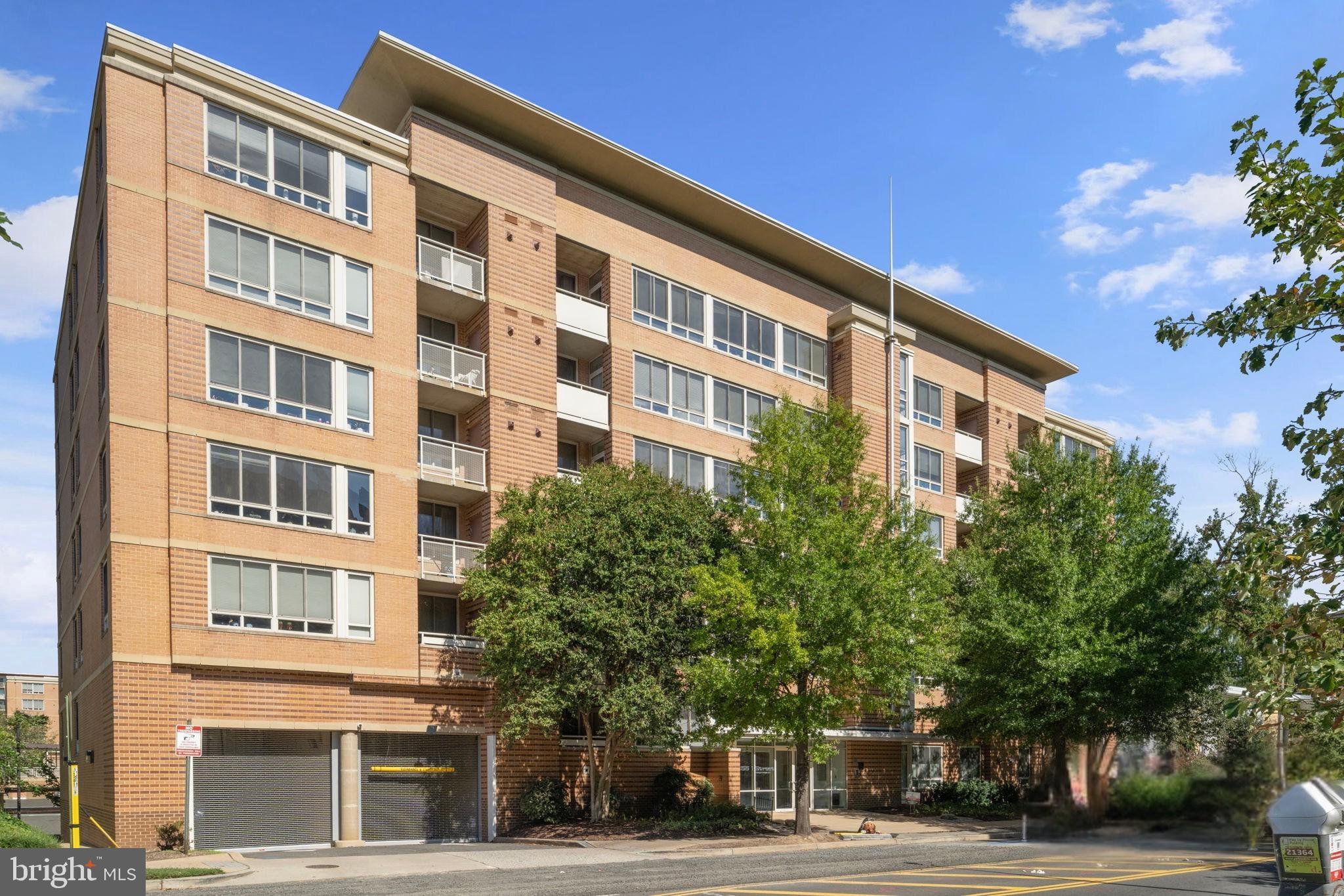 a view of a building with a street