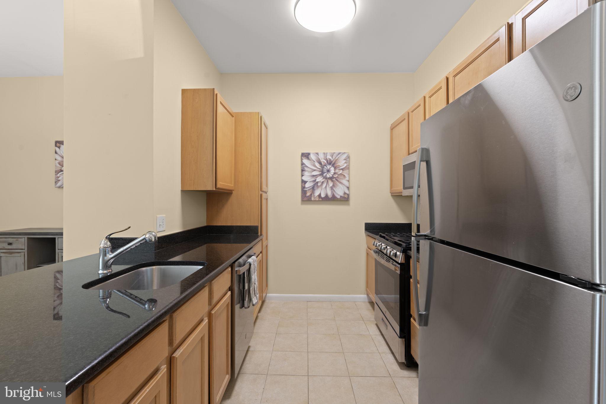 355 I Street Southwest, Unit S104 Washington, DC 20024 - Photo 6 of 64 a kitchen with a refrigerator and a sink