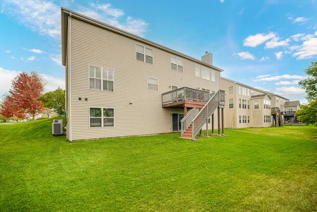 a view of a playground with a garden