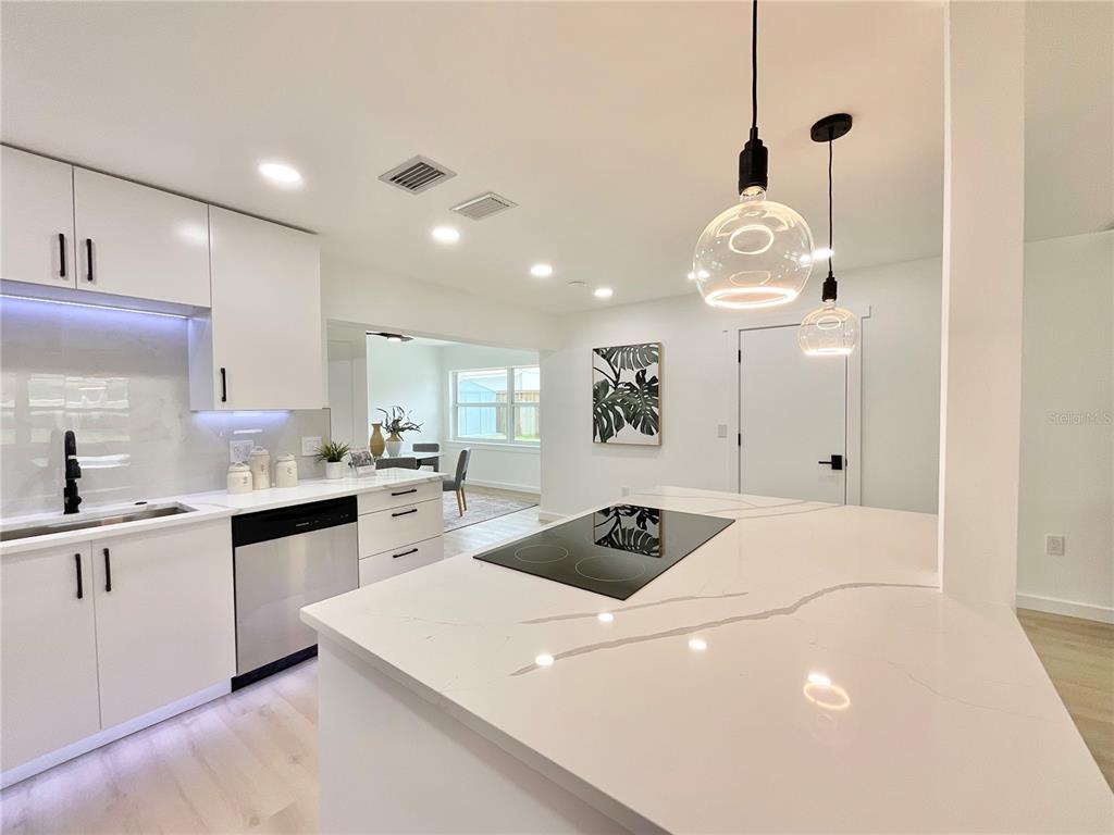 1290 Michigan Boulevard Dunedin, FL 34698 - Photo 4 of 45 a kitchen that has a lot of cabinets and wooden floor