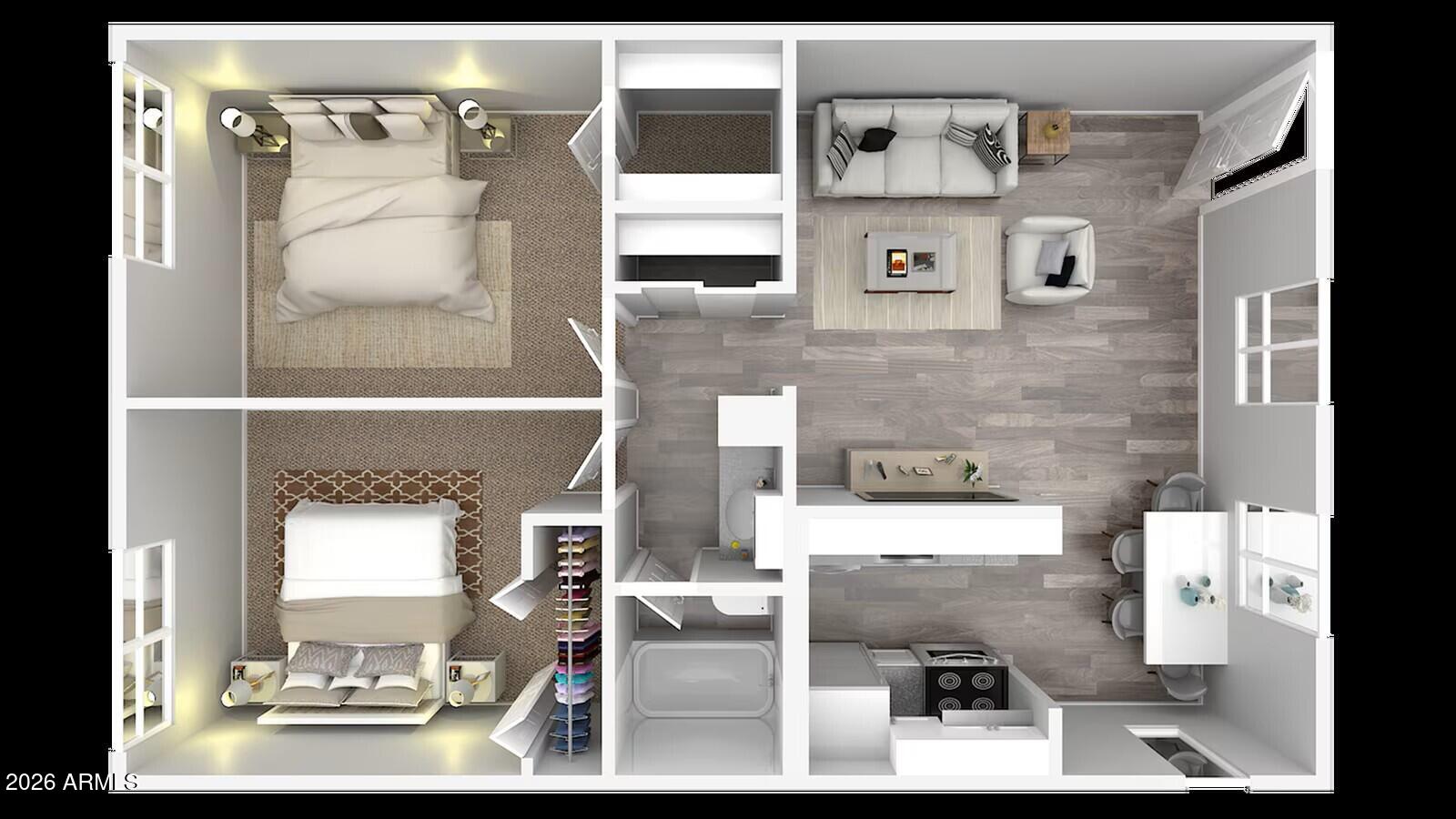 1865 East Broadway Road Tempe, AZ 85282 - Photo 14 of 14 2 bed 1 bath floorplan