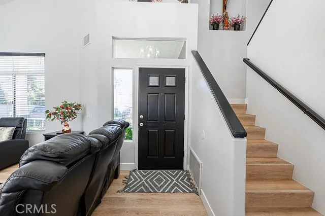 a view of entryway and workspace