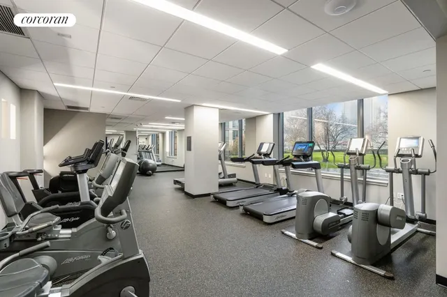 a room with gym equipment