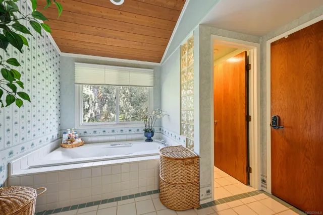 a view of a kitchen with car parked