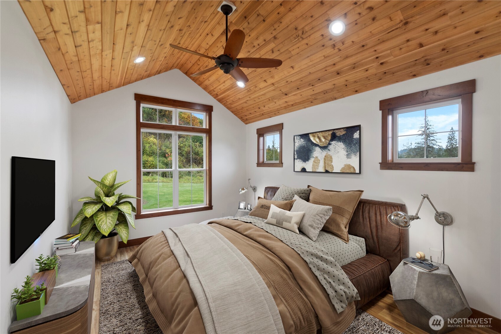 1851 Bloomhardt Road Raymond, WA 98577 - Photo 10 of 31 a bedroom with furniture and a large window