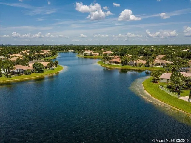 a view of a lake with houses