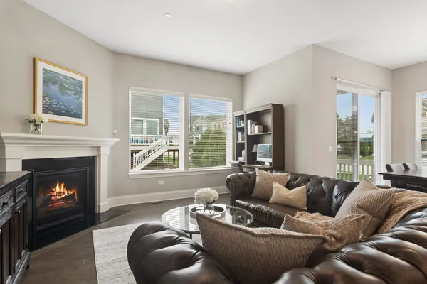 a living room with furniture window and a fireplace