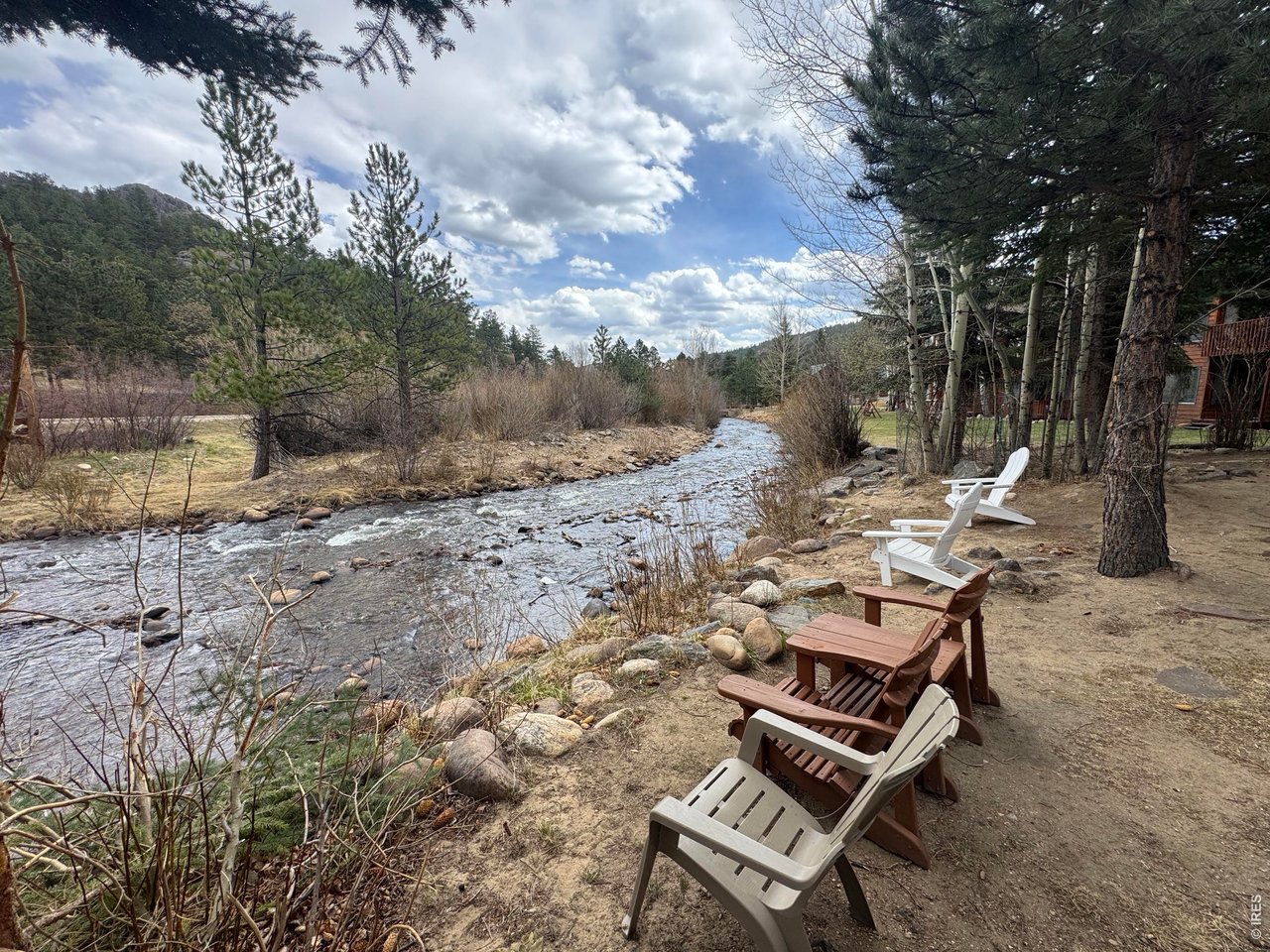 2100 Fall River Road, Unit 4 Estes Park, CO 80517 - Photo 21 of 28 a view of a backyard with sitting area