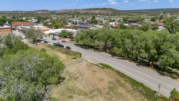 a view of a city street view with ocean view