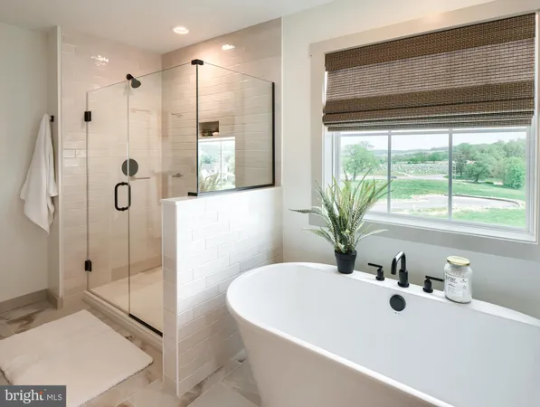 a bathroom with a bathtub and shower