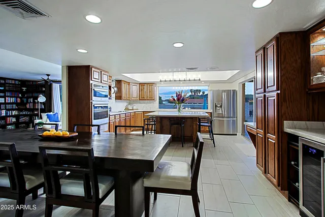 a room with a table and a wall