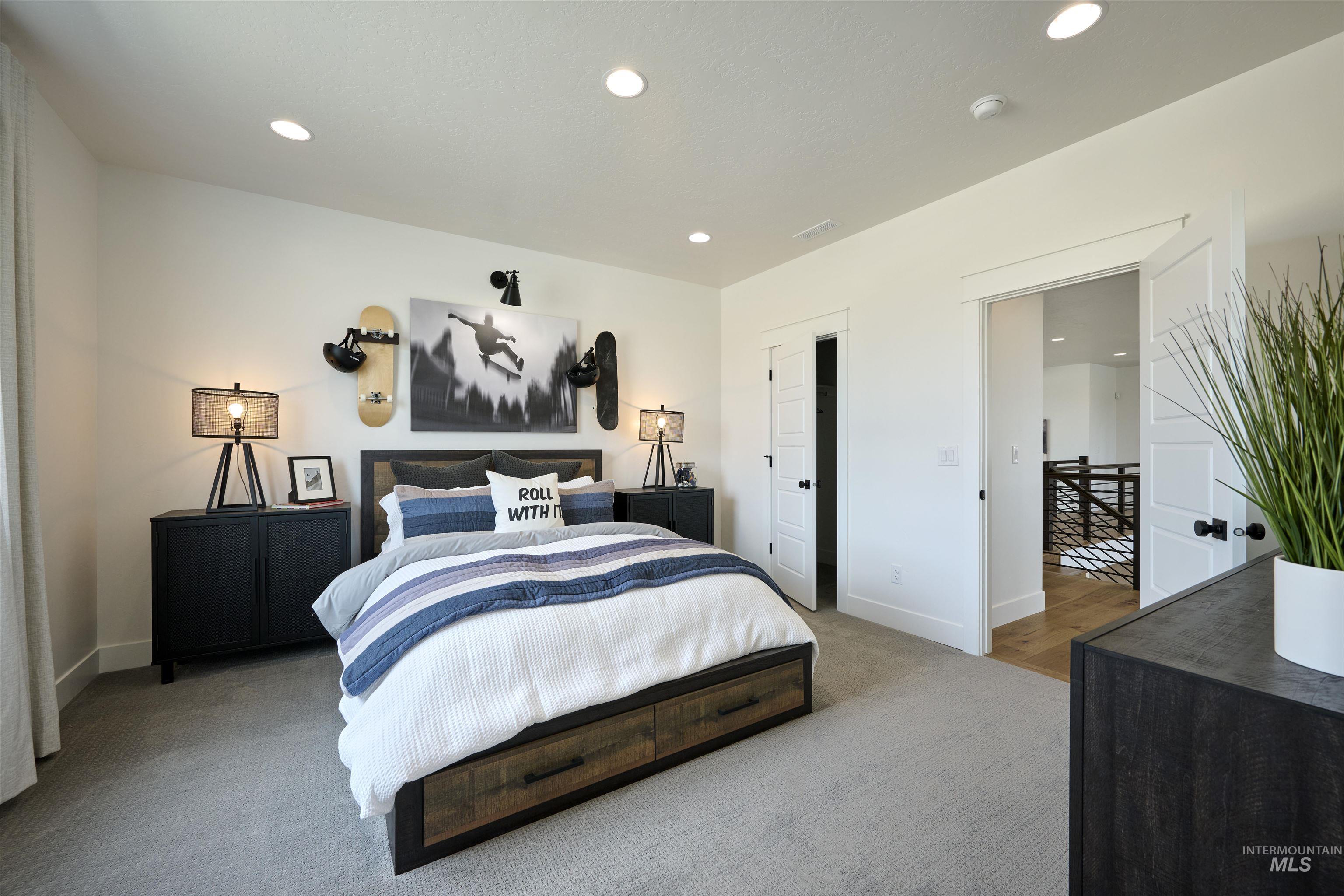 3370 North Del Sol Way Star, ID 83669 - Photo 26 of 30 Bedroom featuring carpet floors and recessed lighting