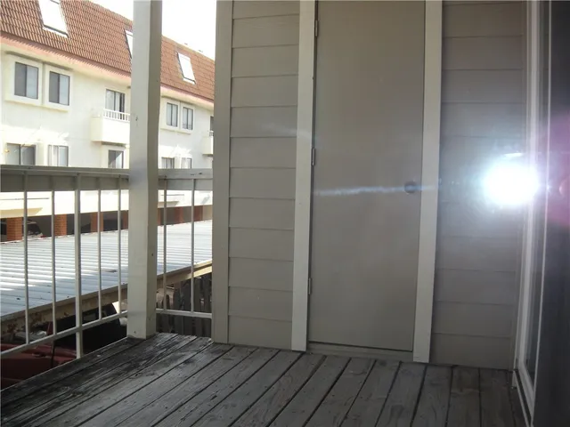 a view of a balcony from door