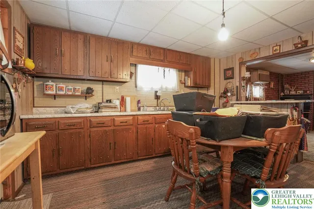 a kitchen with lots of counter top space