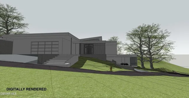 a view of an house with backyard and a tree