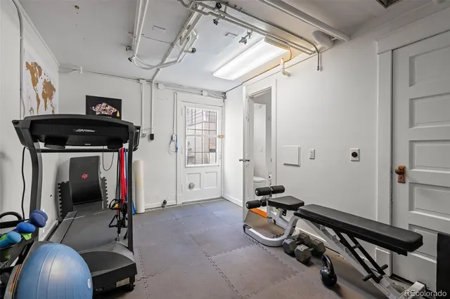 a view of a room with gym equipment
