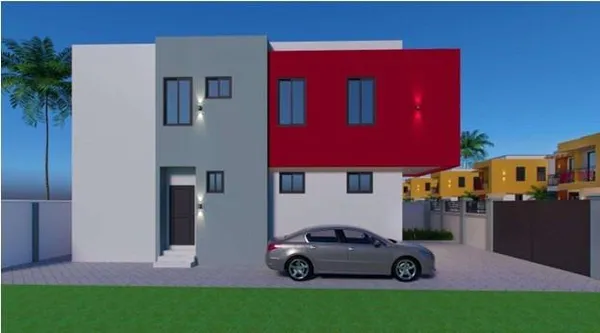 a car parked in front of a house