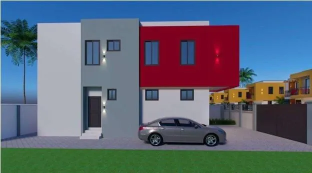 a car parked in front of a house