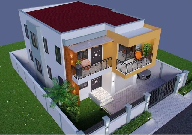 a aerial view of a house