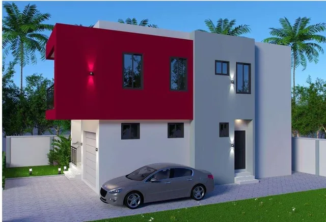 a view of car parked in front of house