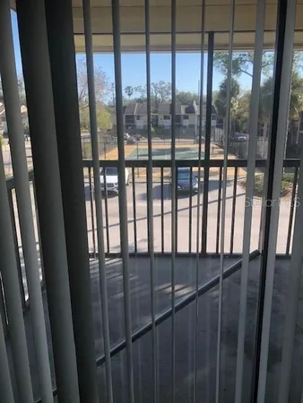 a view of a glass door