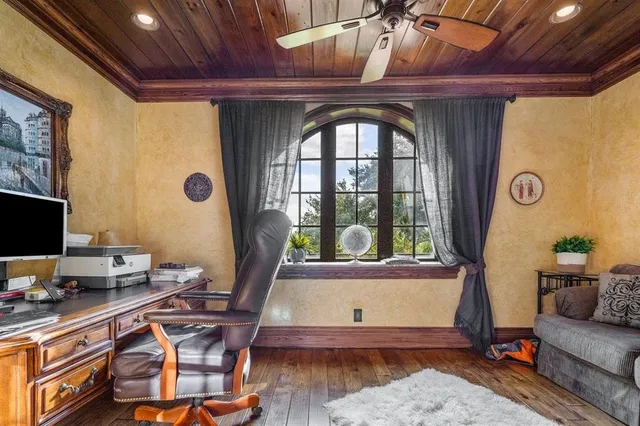 a living room with a couch and a table