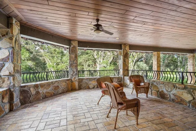 a balcony with furniture and outdoor space