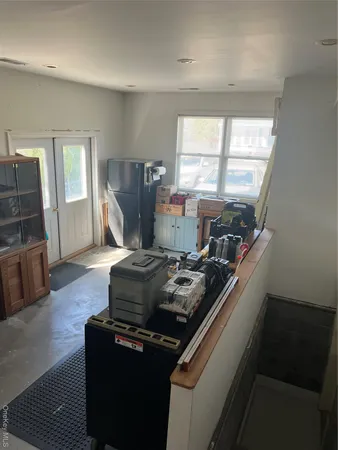 a view of a balcony dining area
