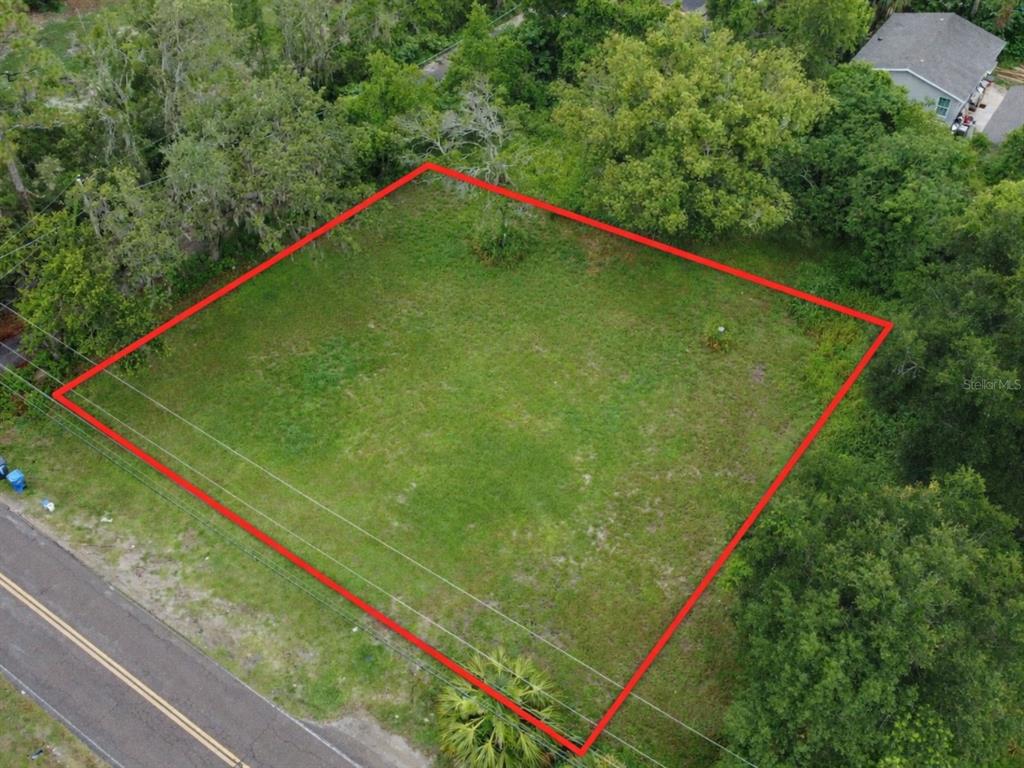 a blue swimming pool with lawn and plants