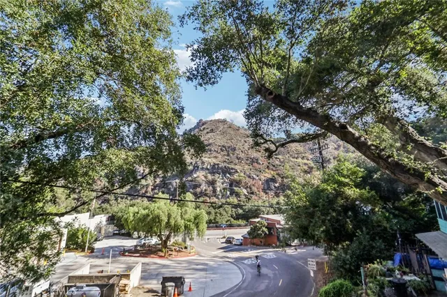 a view of city from a balcony