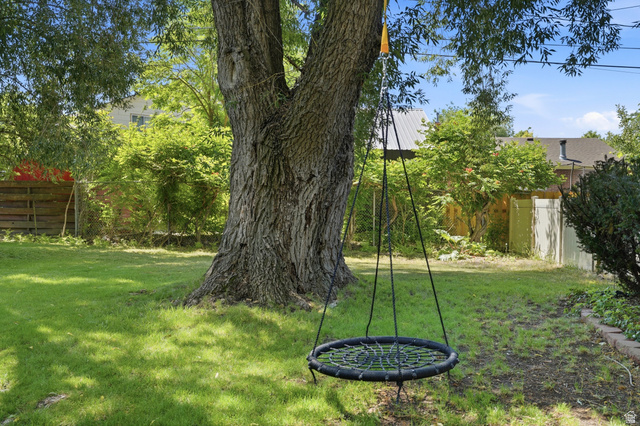 270 East 700 North Logan, UT 84321 - Photo 35 of 42 Expansive backyard featuring a large tree with established canopy, a manicured lawn area, and perimeter fencing