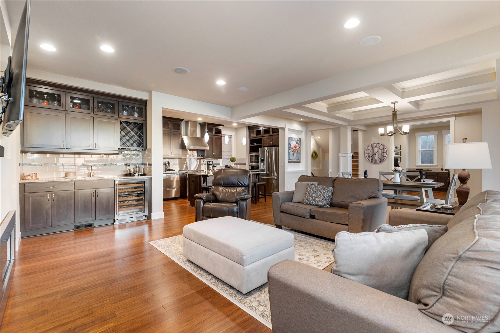 3318 Lake Washington Boulevard North Renton, WA 98056 - Photo 13 of 40 a living room with furniture and a view of kitchen