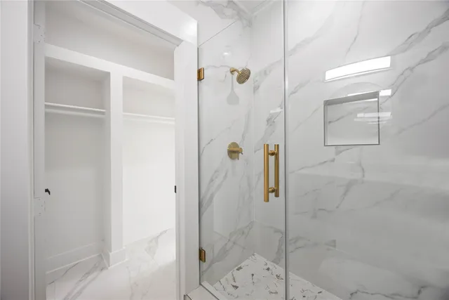 a bathroom with a shower