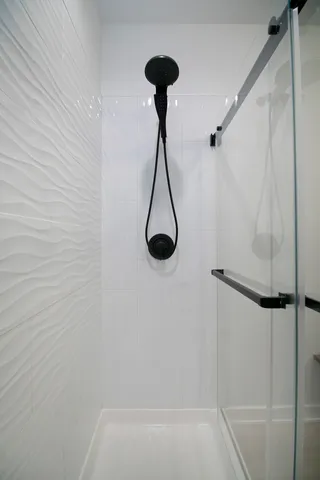 a bathroom with a shower