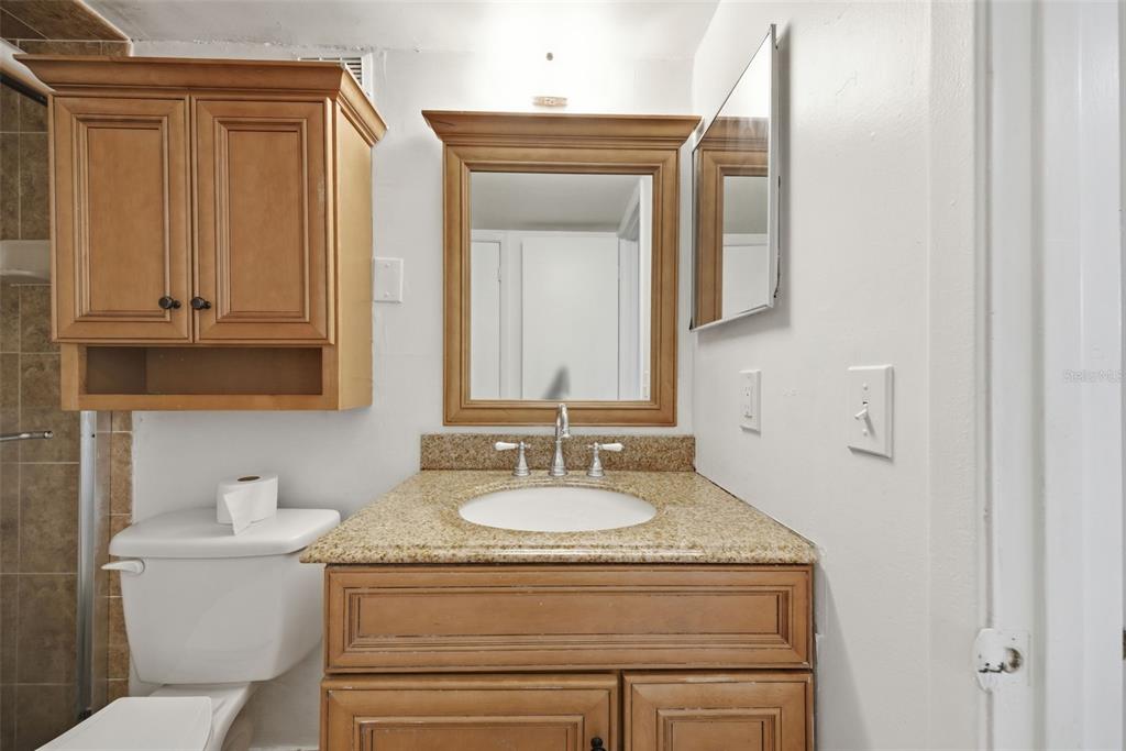 141 Fernery Road, Unit A3 Lakeland, FL 33809 - Photo 18 of 40 a bathroom with a granite countertop sink and a mirror