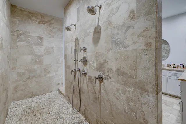 a bathroom with a shower