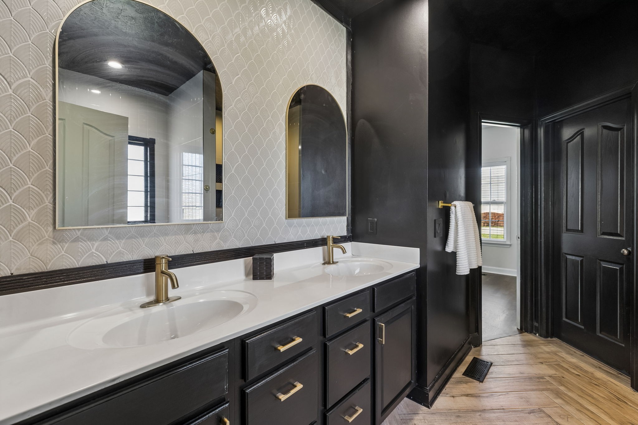 3918 Rowland Road Murfreesboro, TN 37128 - Photo 19 of 50 a bathroom with a double vanity sink and a mirror