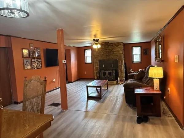 a living room with furniture