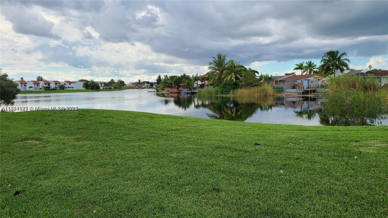 a view of lake from a yard