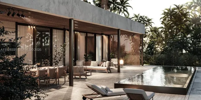 a view of balcony with couch and chairs