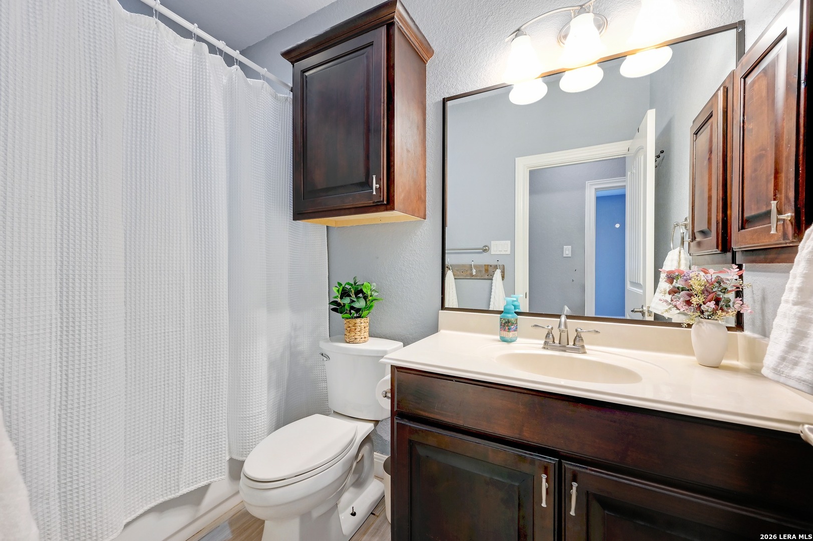 1134 Victoria Spring Branch, TX 78070 - Photo 17 of 28 a bathroom with a sink vanity mirror and toilet
