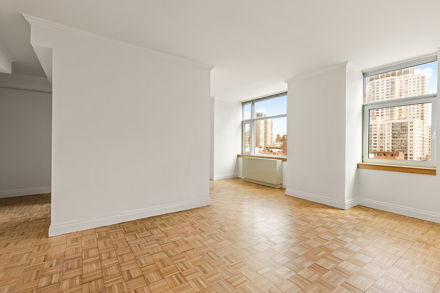 an empty room with windows
