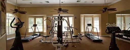 a view of a room with gym equipment