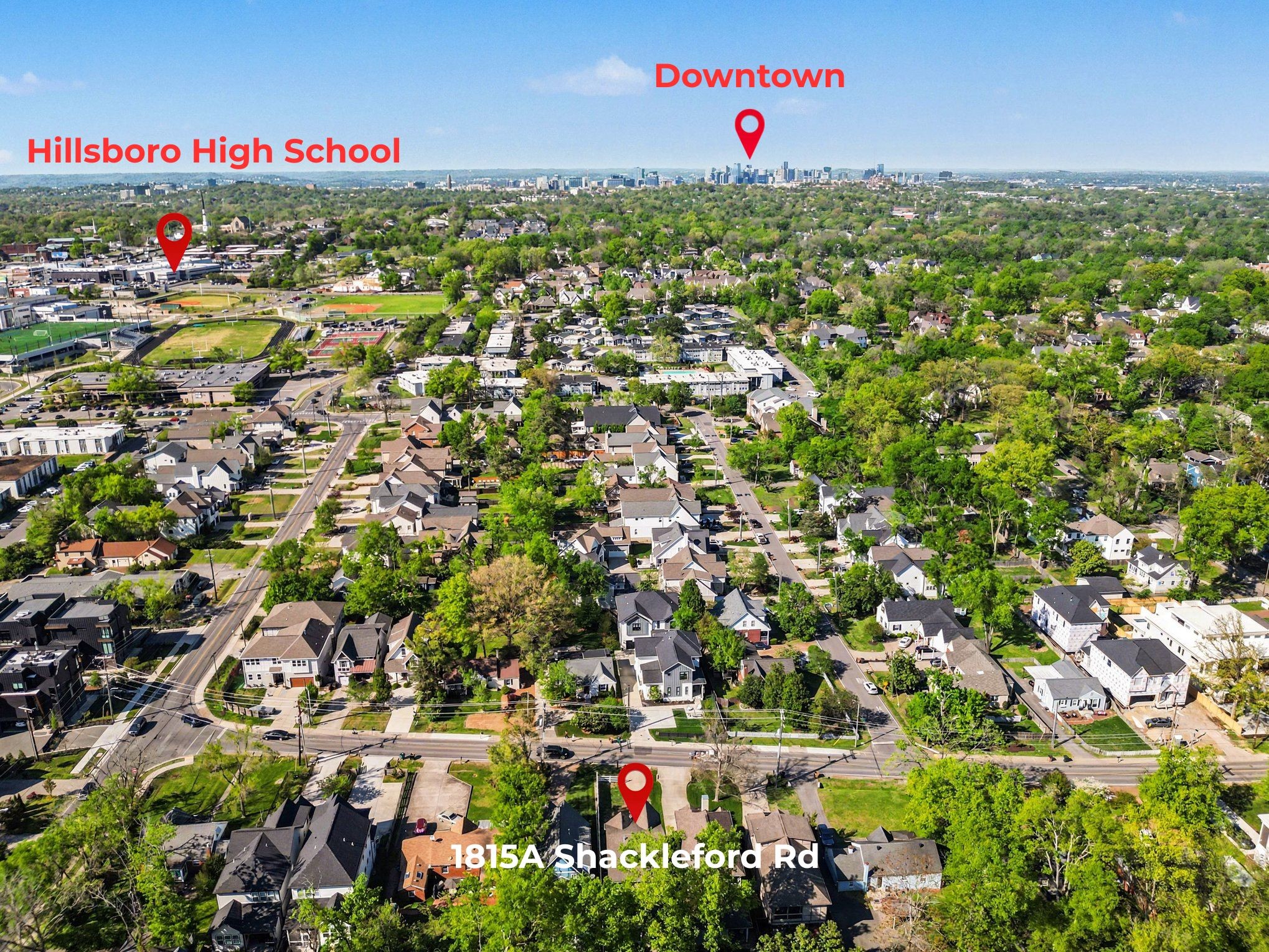 1815 A Shackleford Road Nashville, TN 37215 - Photo 37 of 39 an aerial view of residential houses with outdoor space and street view