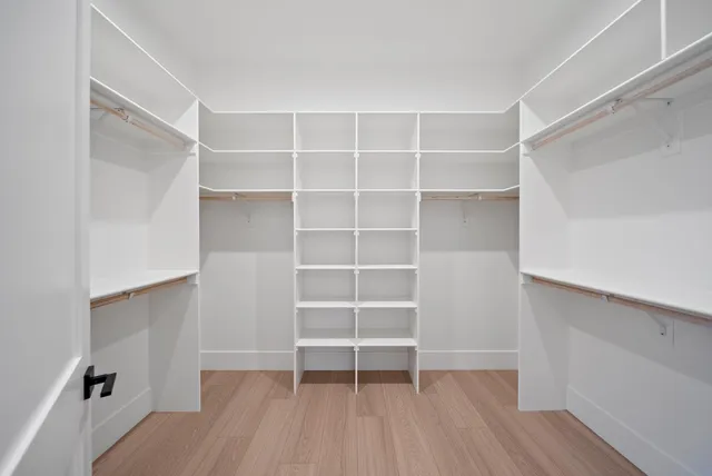 a view of an empty room with empty racks