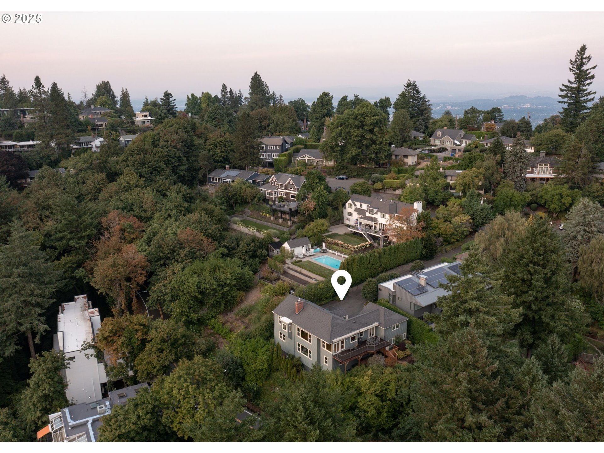 3250 Southwest Donner Way Court Portland, OR 97239 - Photo 34 of 48 an aerial view of a house with a garden