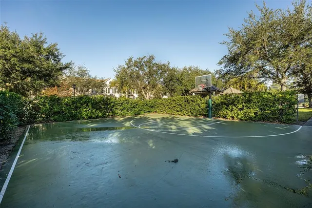 a view of a lake with a yard