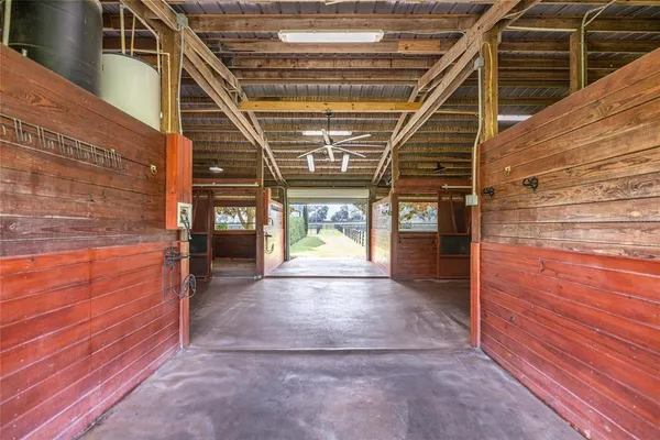 a view of porch with a door