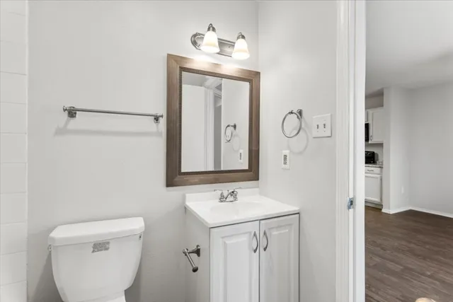 a bathroom with a toilet a sink and mirror